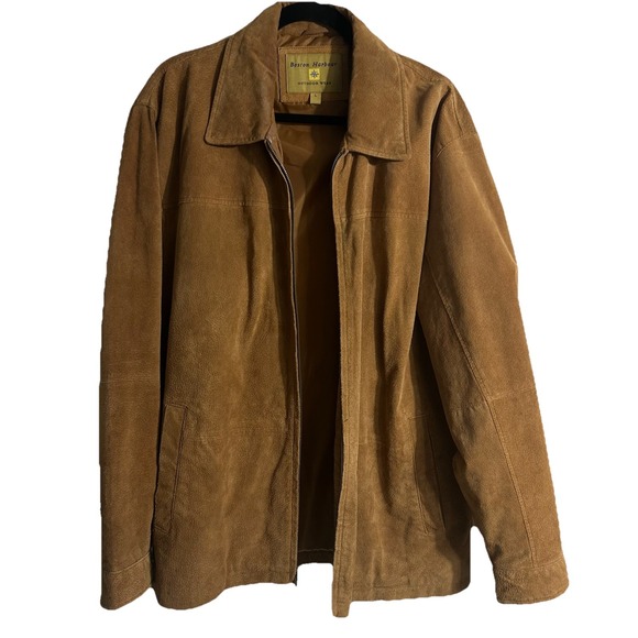 Boston Harbour Outdoor Wear Men's Soft Brown Suede Leather Jacket Size Large - Picture 1 of 10
